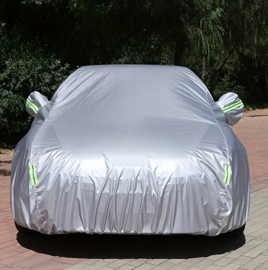 High Quality Universal Grey Car Cover with fleece on the inside part & Has Reflector  on the sides