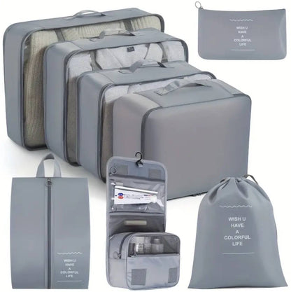 8pcs Luggage Travel Organizers For Suitcase With Toiletry Cosmetic Case