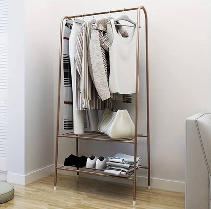Elegant Metallic clothes rack with shoe storage