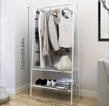 Elegant Metallic clothes rack with shoe storage