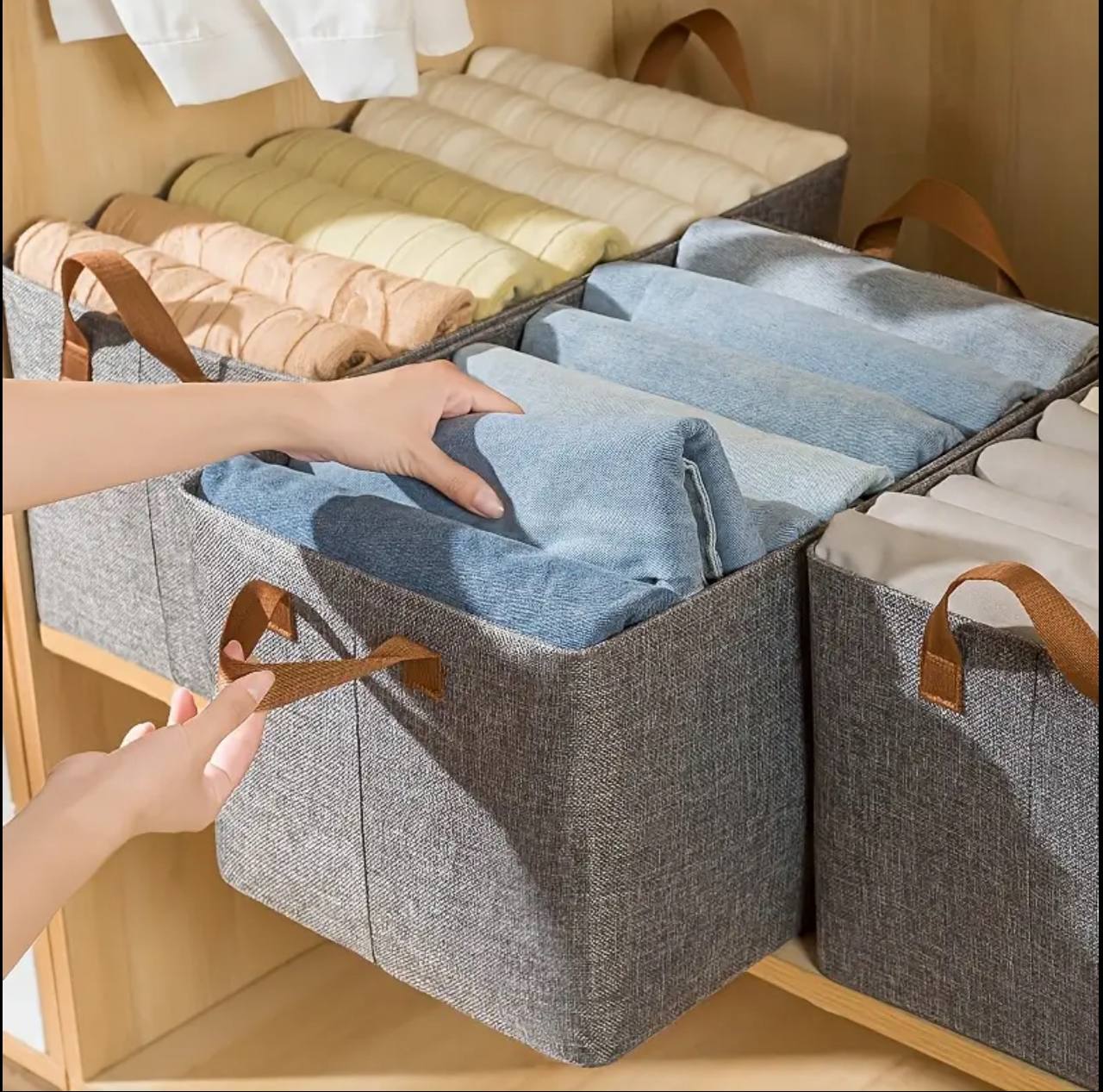 Metal Frame Storage Box Closet Jeans Organizer