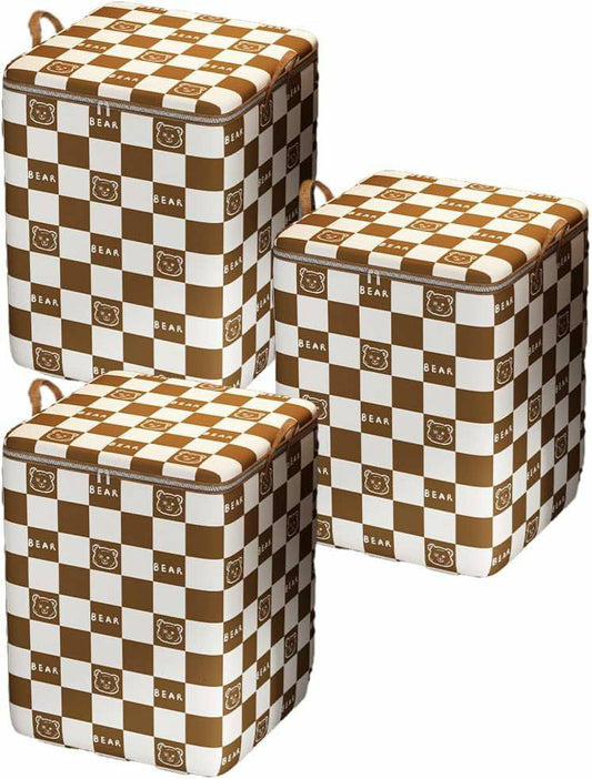 Cute bear Non-Woven Zipper Storage quilt Bag 3 different size