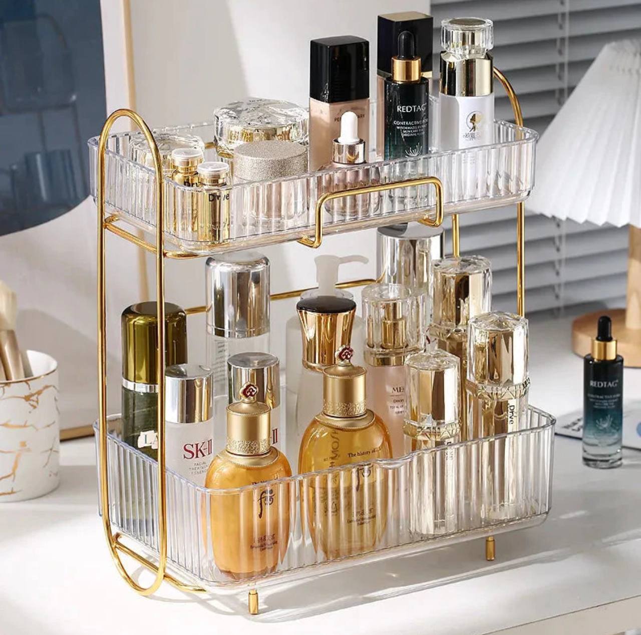 Acrylic Double layer cosmetic organizer