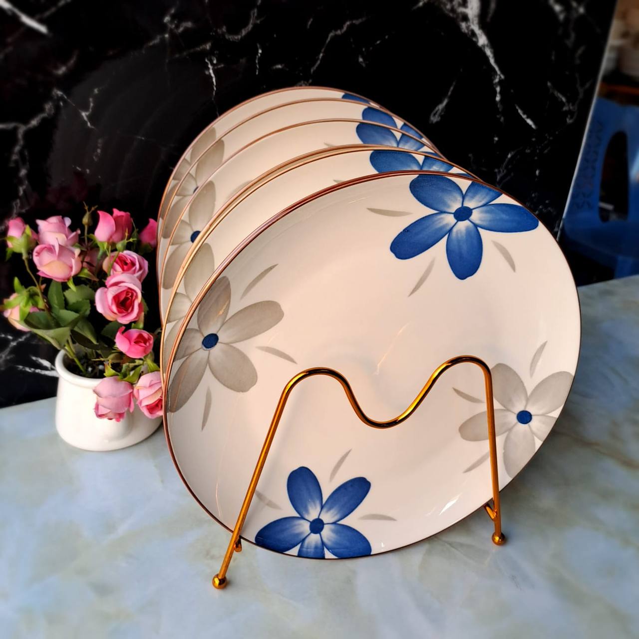 10.5" Marble mix design dinner plates