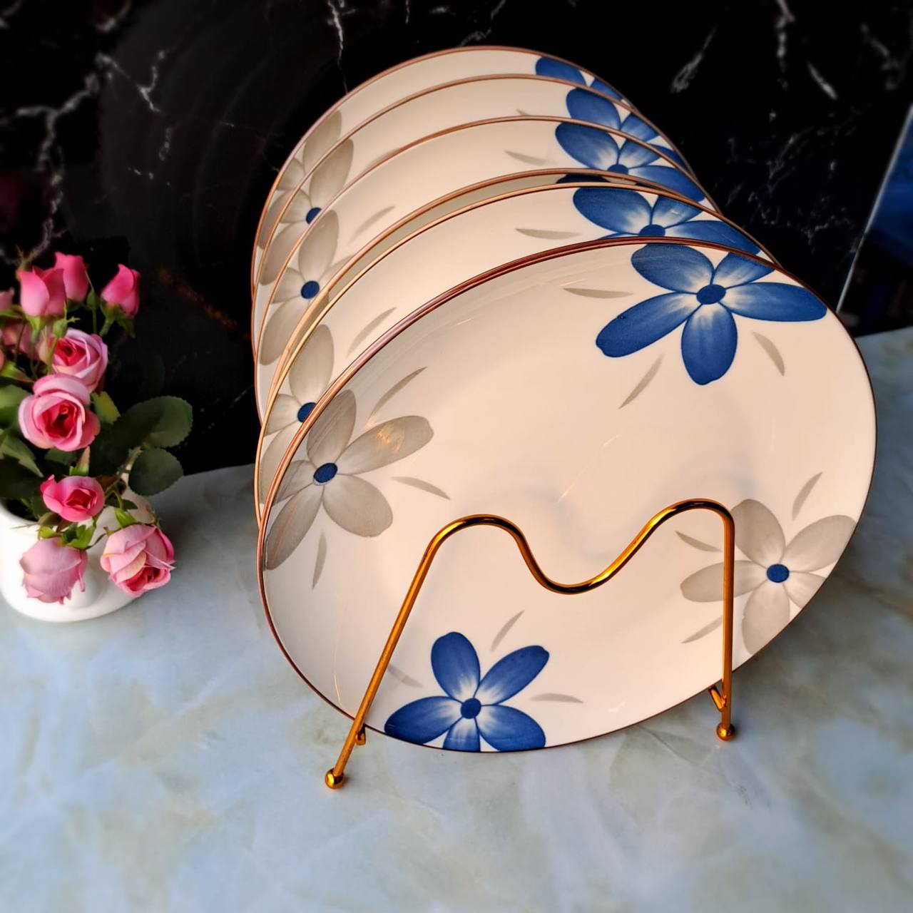 10.5" Marble mix design dinner plates