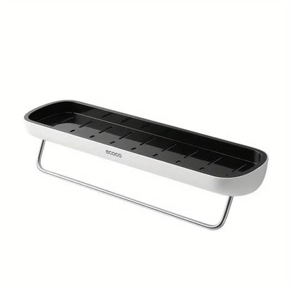 Wall mounted self adhesive shower caddy shelf with towel rail