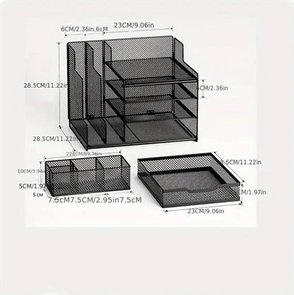 Multifunctional mesh sectioned desktop organizer