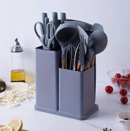 19pcs heat resistant silicone cooking  kitchen spoon set