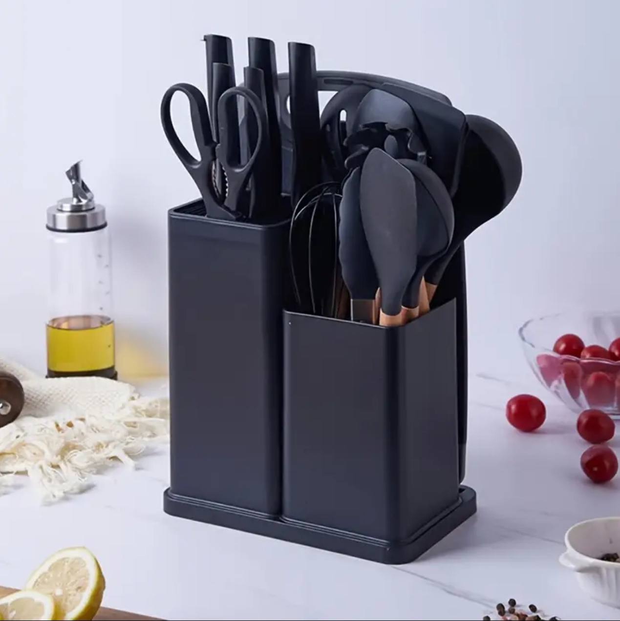 19pcs heat resistant silicone cooking  kitchen spoon set