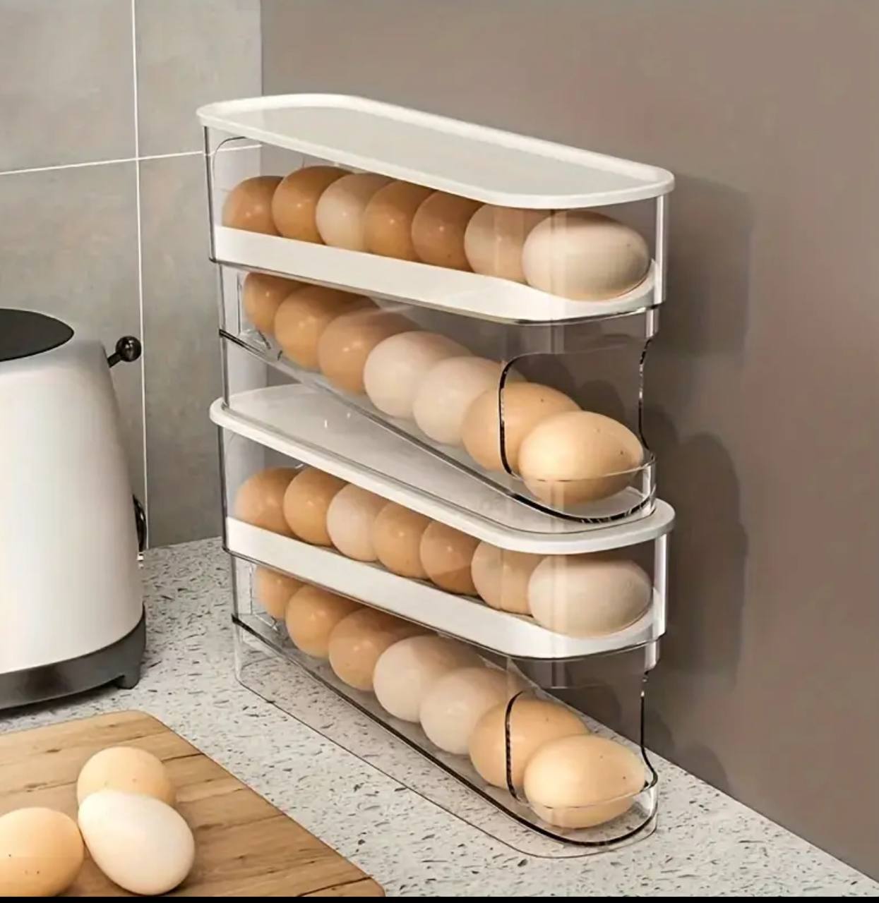 Double Layer Rolling Egg Dispenser  
Material hard plastic