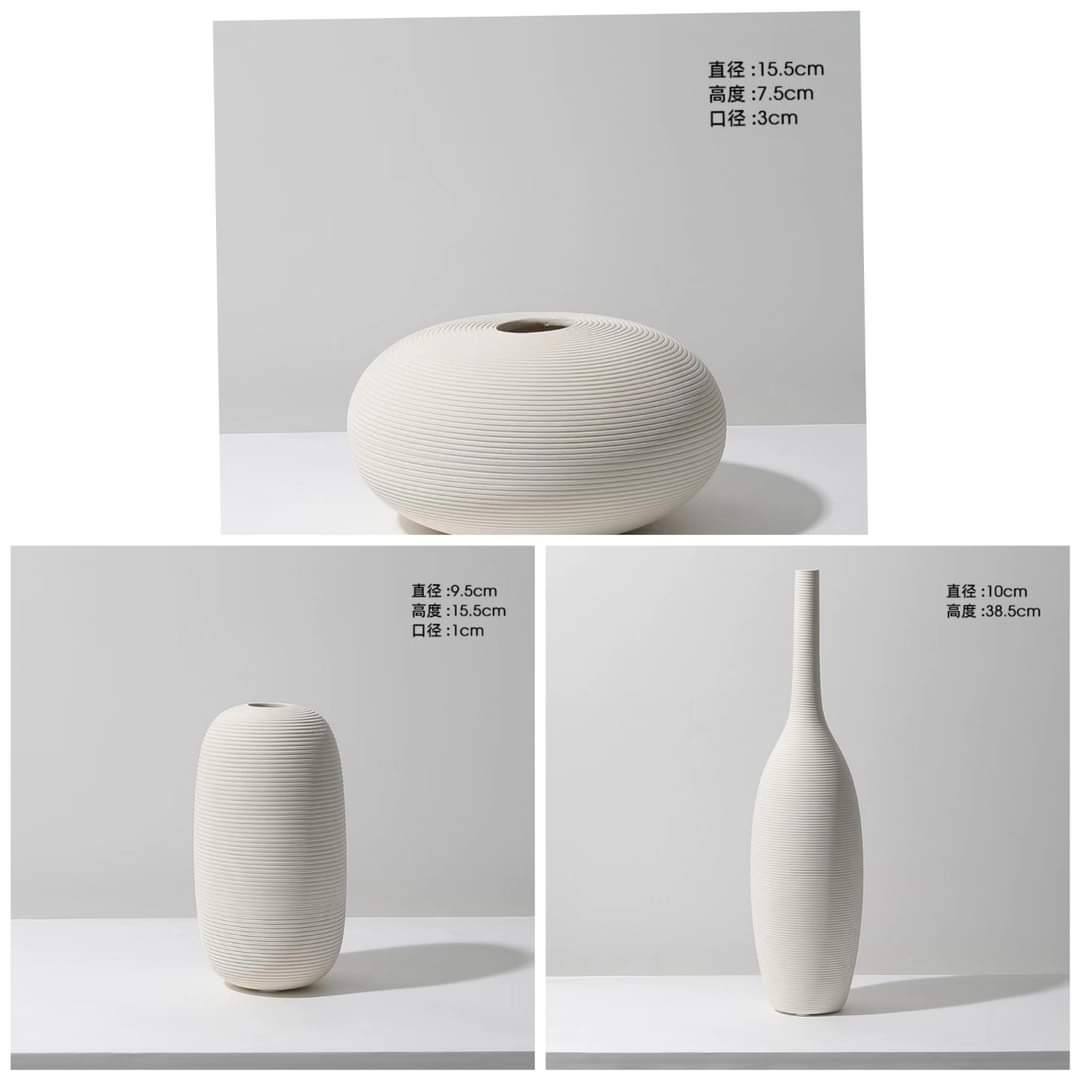 Simple ceramic 3 in 1 modern home decor  vase set