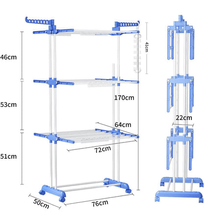 3 Layer Portable / Movable Cloth Drying  Rack