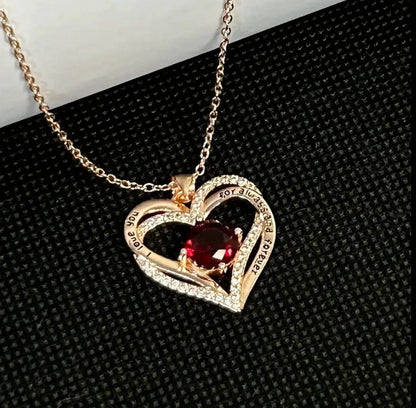 Heart shaped red rose necklace with gift box