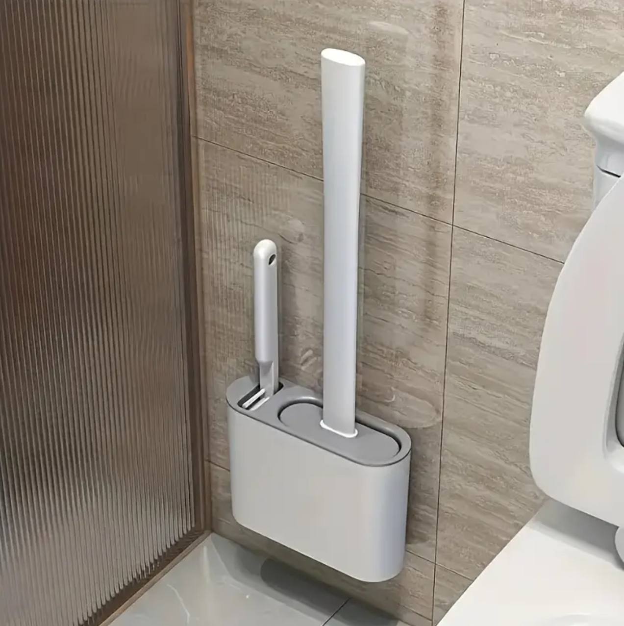 Wall hanging toilet brush with Holder & cleaning brush