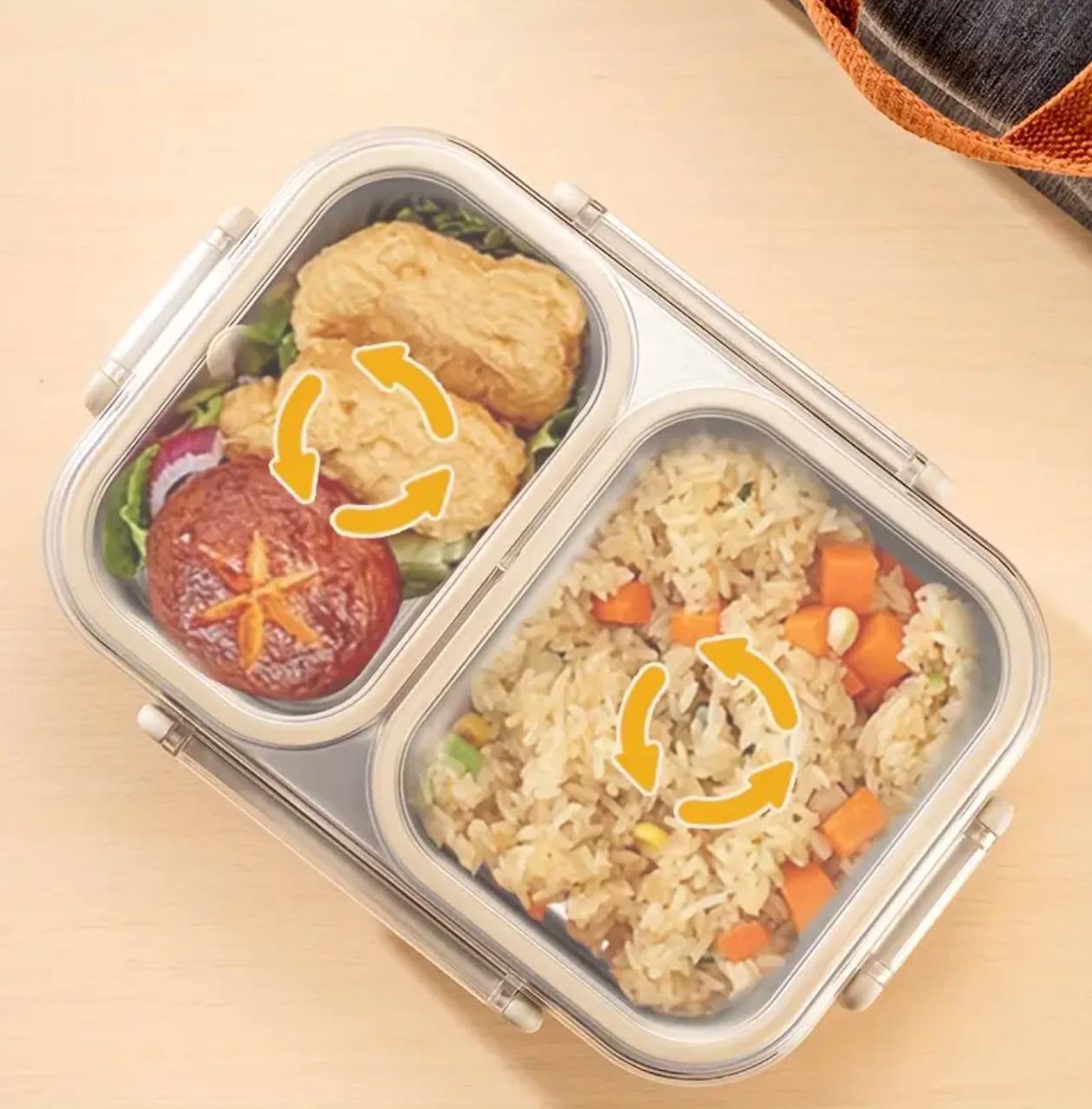 Bento lunch box with 2 compartment