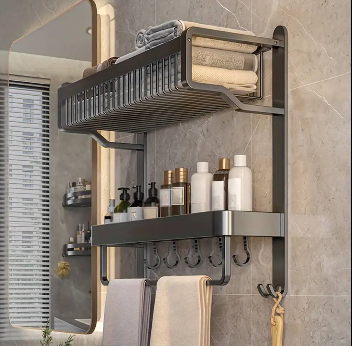 Two Layers Towel Rack 1 Piece 2-Layer Bathroom Space Towel Rack – Luxury Homes Collections