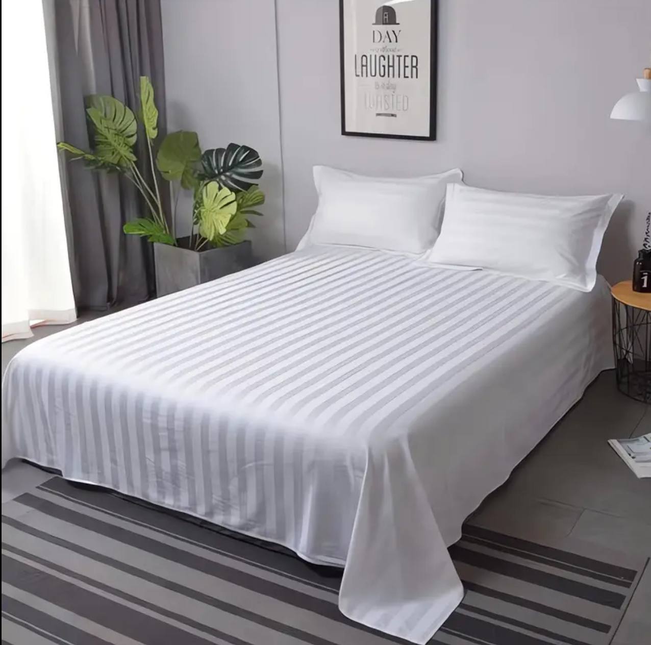 White striped bedsheets