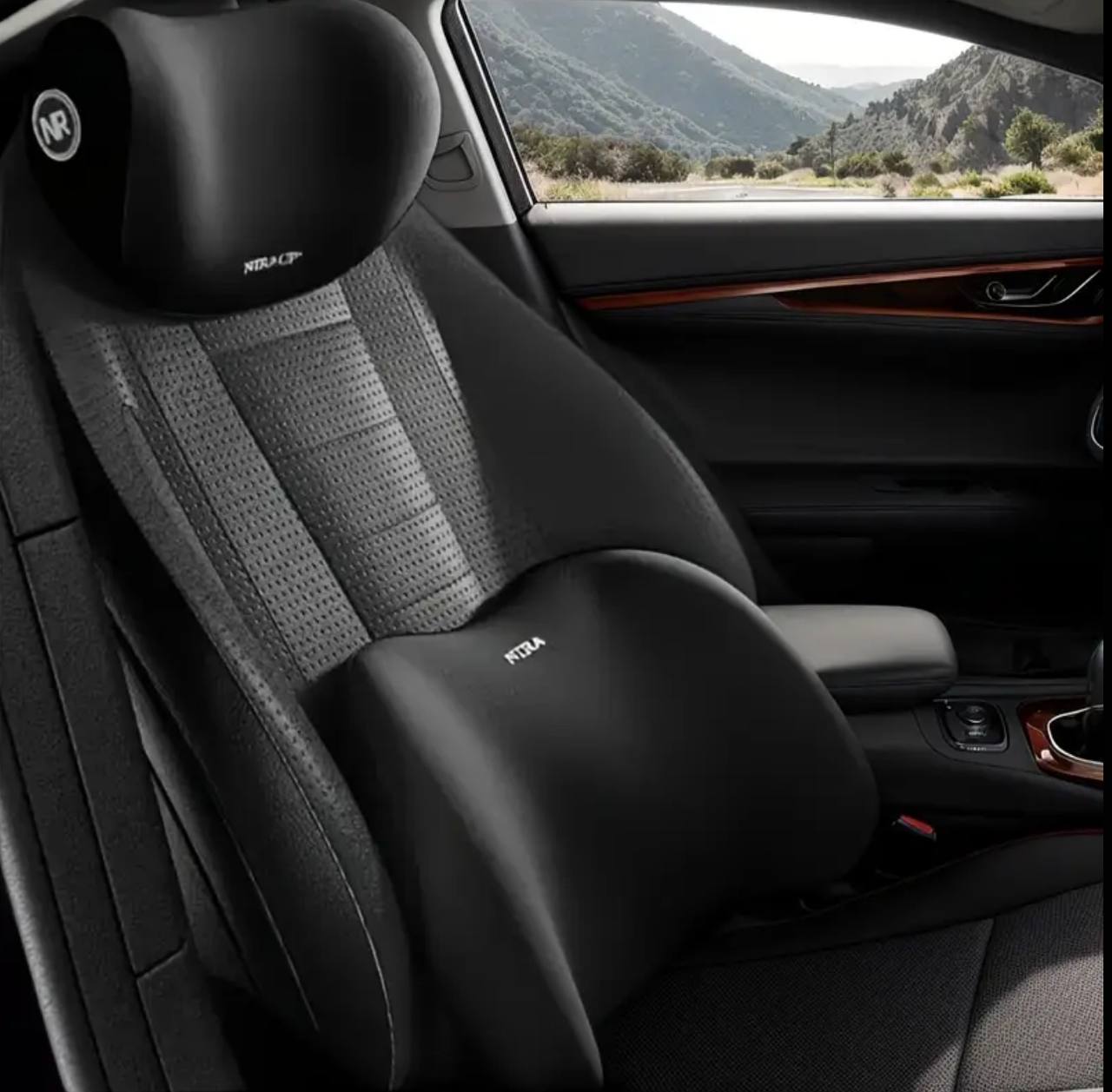 2 piece memory foam  car headrest lumbar support