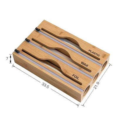 Bamboo wrap dispenser with cutter