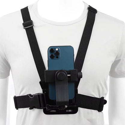 Chest strap phone/camera holder
