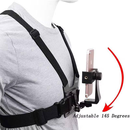 Chest strap phone/camera holder