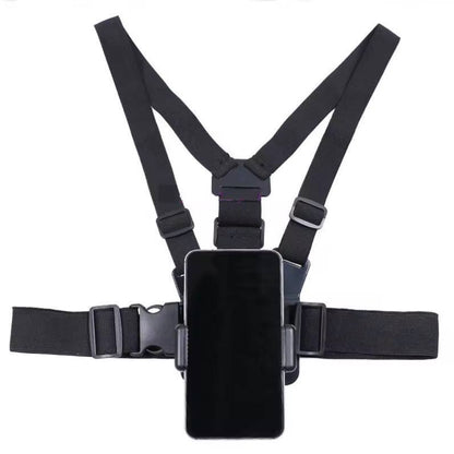 Chest strap phone/camera holder