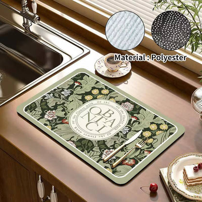Absorbent dish drying mat
