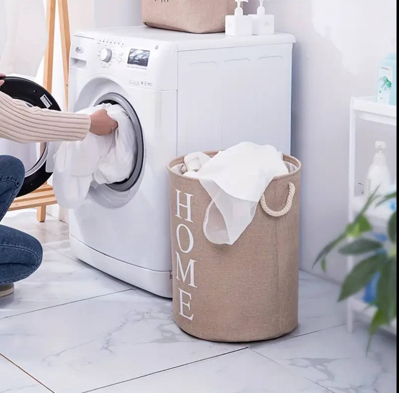 Round Cotton Linen Laundry Basket