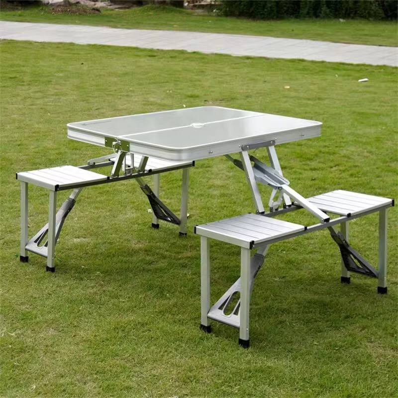 Folding Adjustable Aluminum Alloy Lightweight Outdoor Portable Picnic Camping Chair And Table Set With 4 Seats