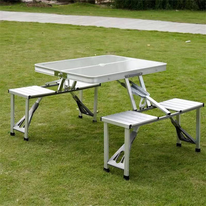 Folding Adjustable Aluminum Alloy Lightweight Outdoor Portable Picnic Camping Chair And Table Set With 4 Seats