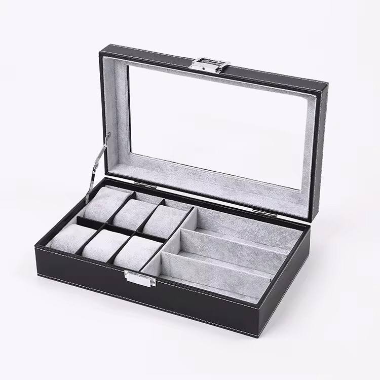 6+3 Slots PU Leather  Watch Sunglass Organizer
