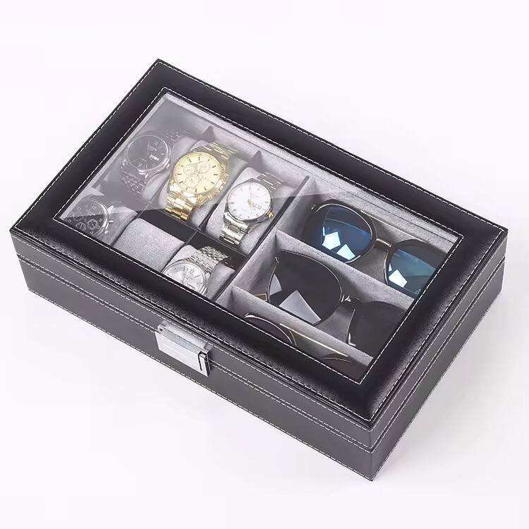 6+3 Slots PU Leather  Watch Sunglass Organizer