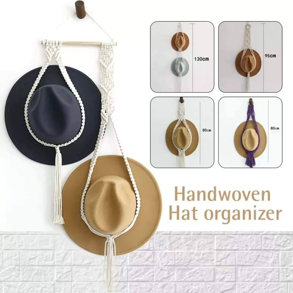 Nordic Style Boho Cotton Hanging Hat Woven Organizer Tapestry