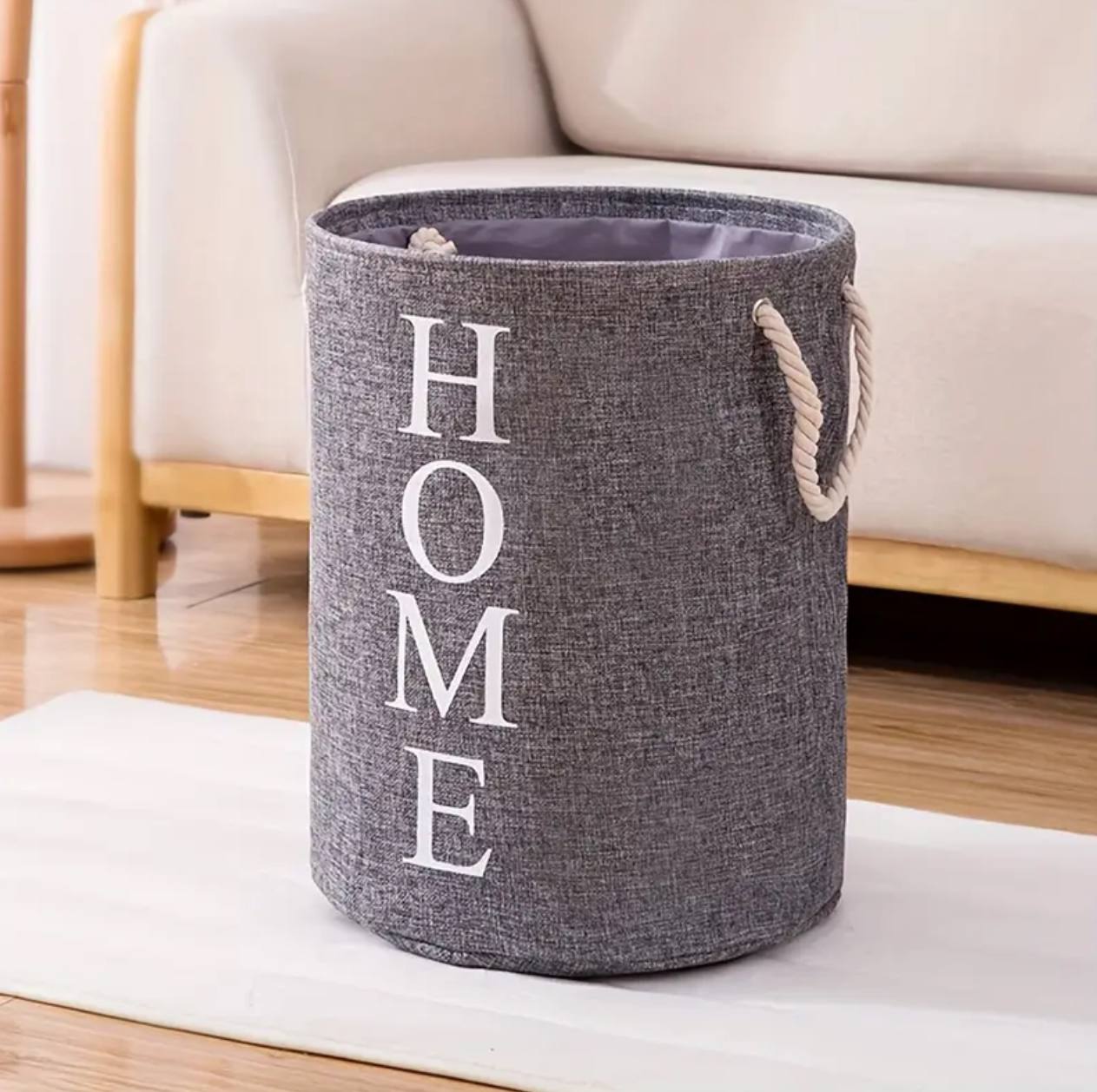Round Cotton Linen Laundry Basket