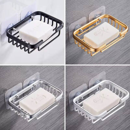 Free Punch Wall-Mounted Aluminum Drain Soap Dish Holder Drainer