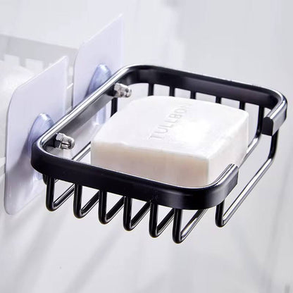 Free Punch Wall-Mounted Aluminum Drain Soap Dish Holder Drainer