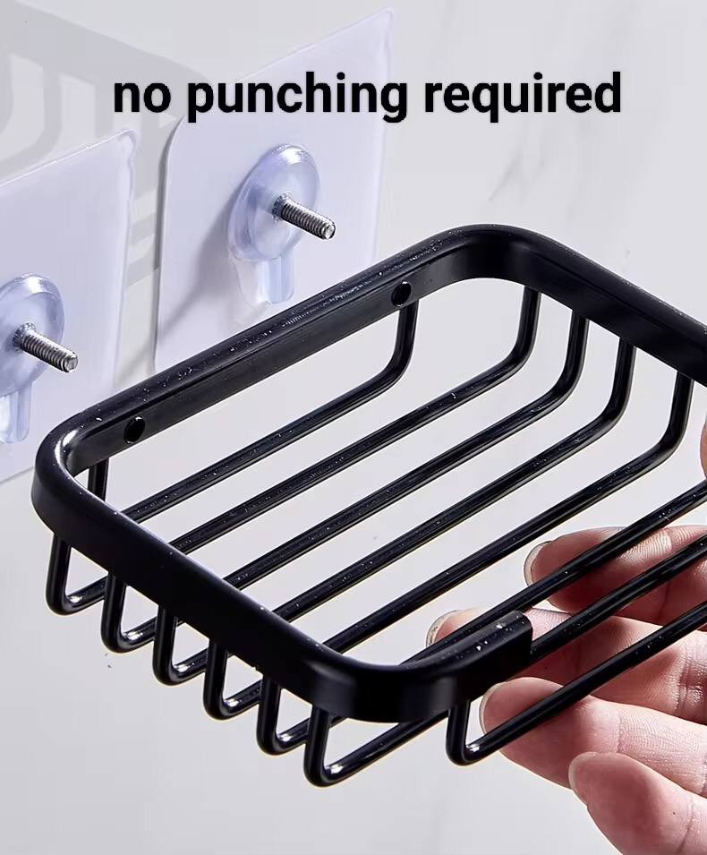 Free Punch Wall-Mounted Aluminum Drain Soap Dish Holder Drainer