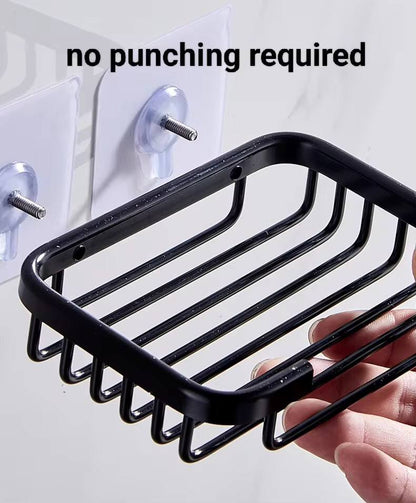 Free Punch Wall-Mounted Aluminum Drain Soap Dish Holder Drainer