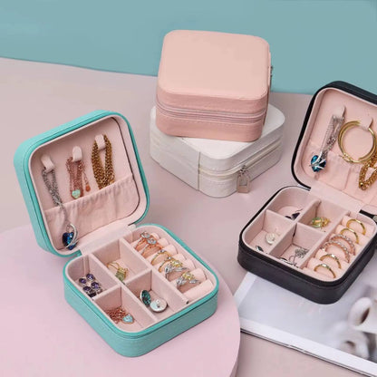 Portable travel storage organizer jewelry case