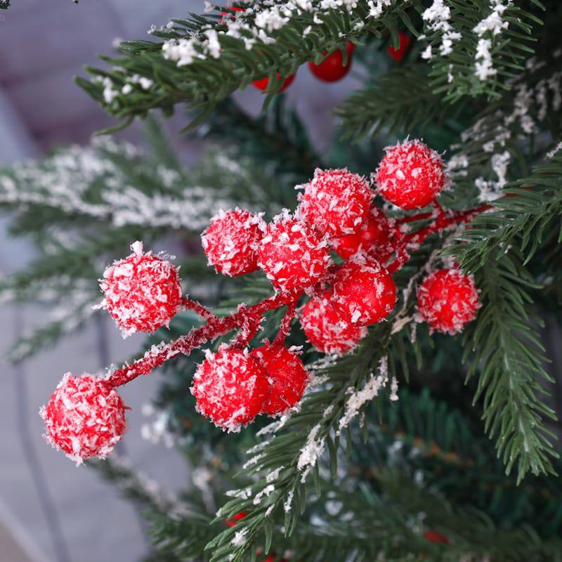 Artificial Berries Christmas Red Snowflake Berry Branches 12 Heads