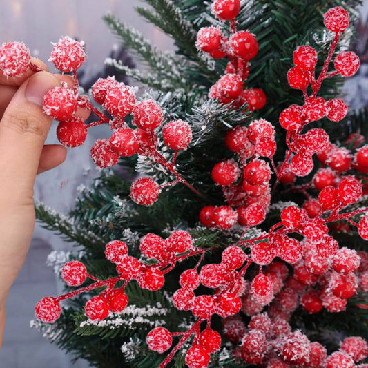 Artificial Berries Christmas Red Snowflake Berry Branches 12 Heads