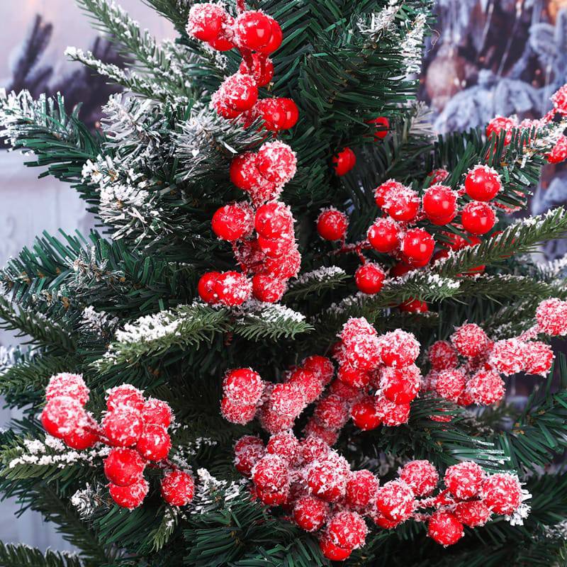 Artificial Berries Christmas Red Snowflake Berry Branches 12 Heads