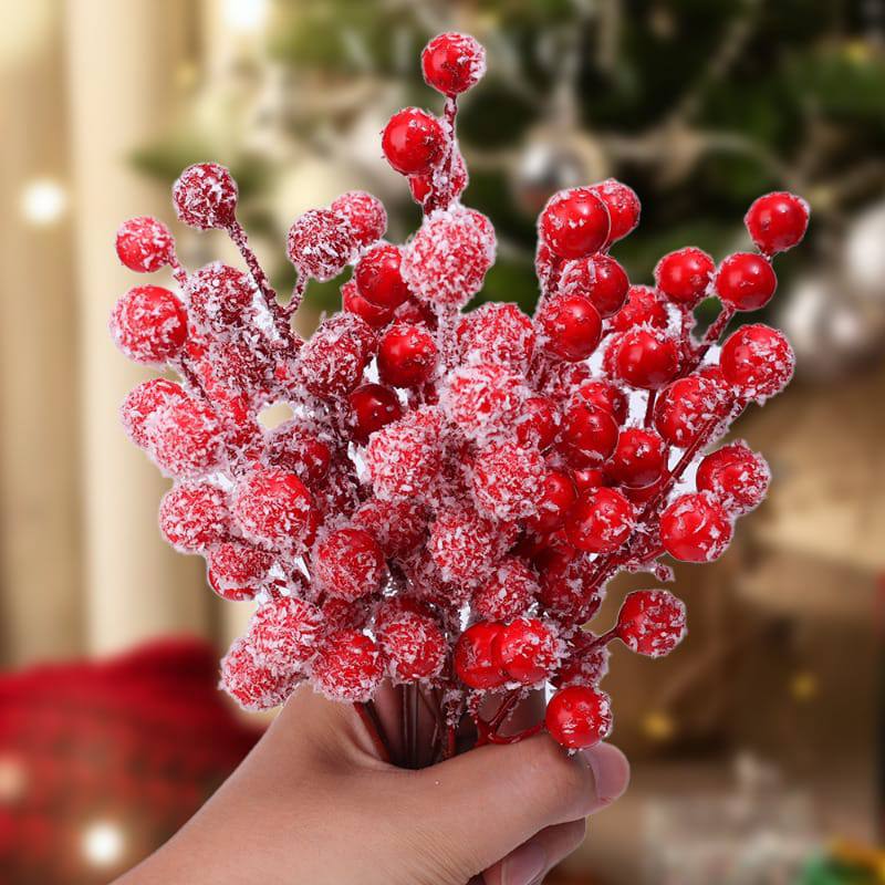 Artificial Berries Christmas Red Snowflake Berry Branches 12 Heads