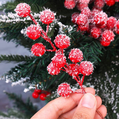 Artificial Berries Christmas Red Snowflake Berry Branches 12 Heads