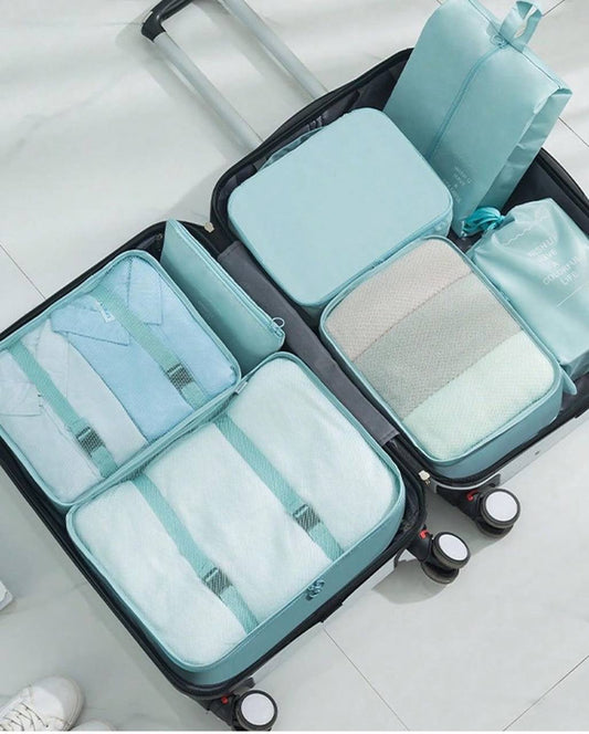 Travel in style with these 8pcs Luggage Travel Organizers For Suitcase With Toiletry Case&nbsp;