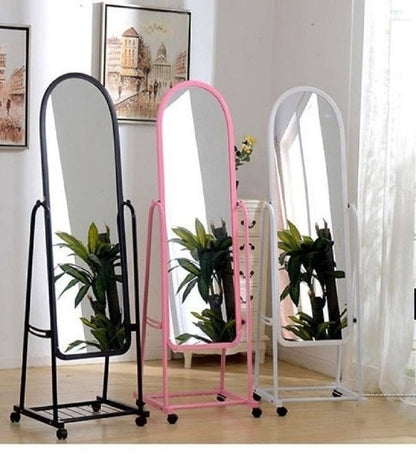 Dressing Mirror with wheels and Storage rack