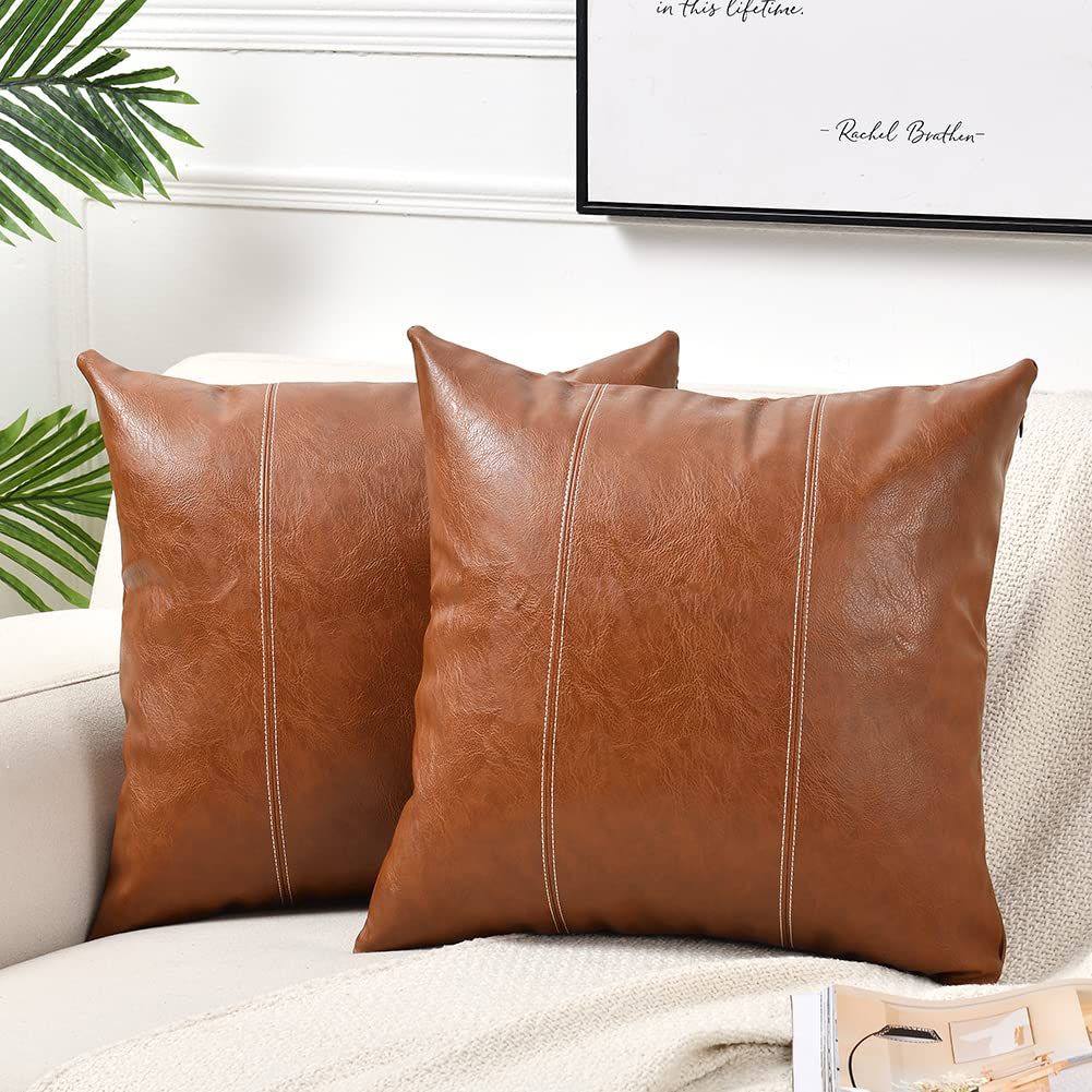 Premium quality leather throw pillow cases