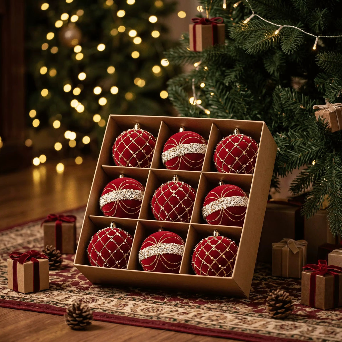 9 piece 8cm Christmas balls