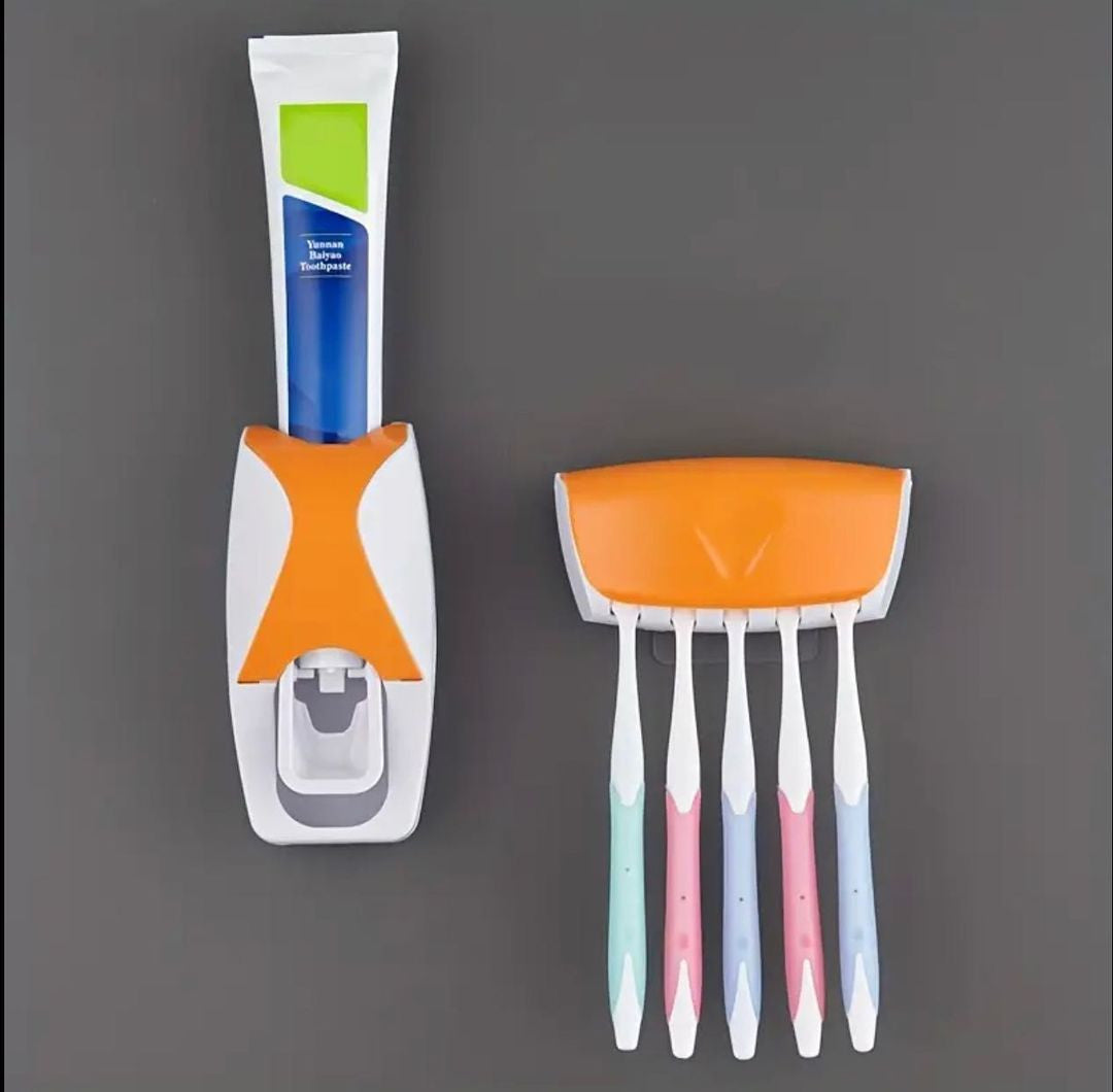 Toothpaste dispenser+5 pcs toothbrush holder