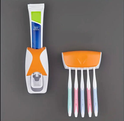 Toothpaste dispenser+5 pcs toothbrush holder